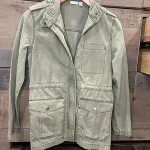 BP Full Zip Field Utility Jacket XXS Green Long Sleeve Pockets Drawstring Waist